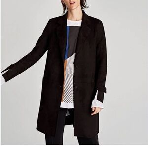 Zara Women's Black Faux Suede Coat